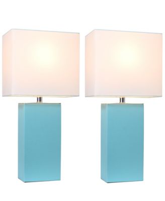 Elegant Designs 2 Pack Modern Leather Table Lamps with White Fabric Shades