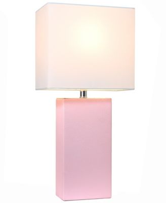 Elegant Designs Modern Leather Table Lamp with White Fabric Shade