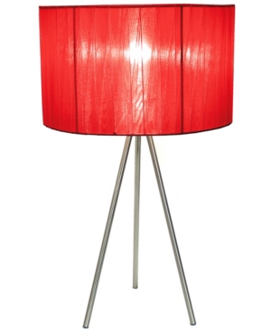 Simple Designs Brushed Nickel Tripod Table Lamp with Pleated Silk Sheer Shade