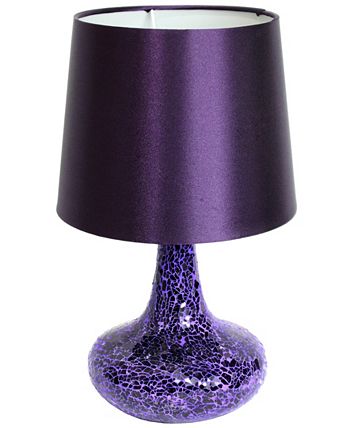Simple Designs - Mosaic Tiled Glass Genie Table Lamp with Fabric Shade