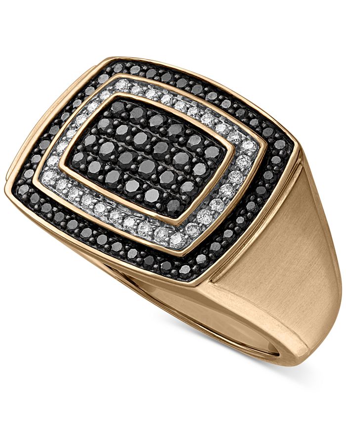 Macy's Men's Black & White Diamond Ring (1 ct. t.w.) in 10k Gold or 10k ...