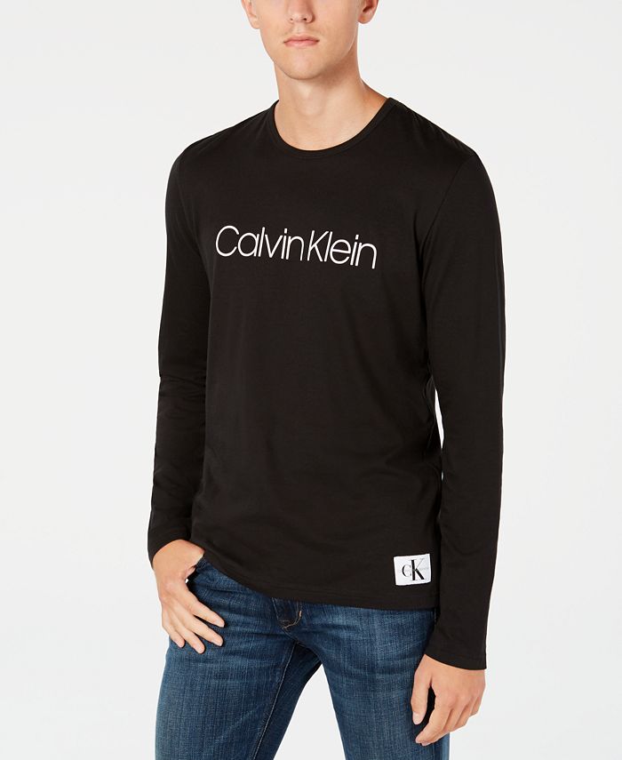 Calvin Klein Men's Logo Long-Sleeve Cotton T-Shirt - Macy's