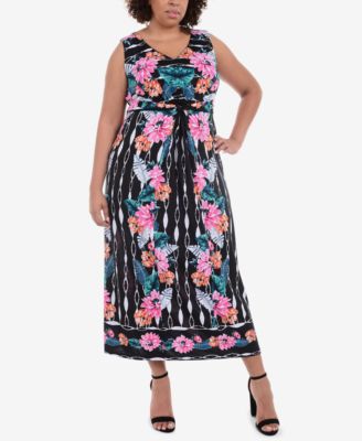 NY Collection - Plus Size Twist-Waist Maxi Dress