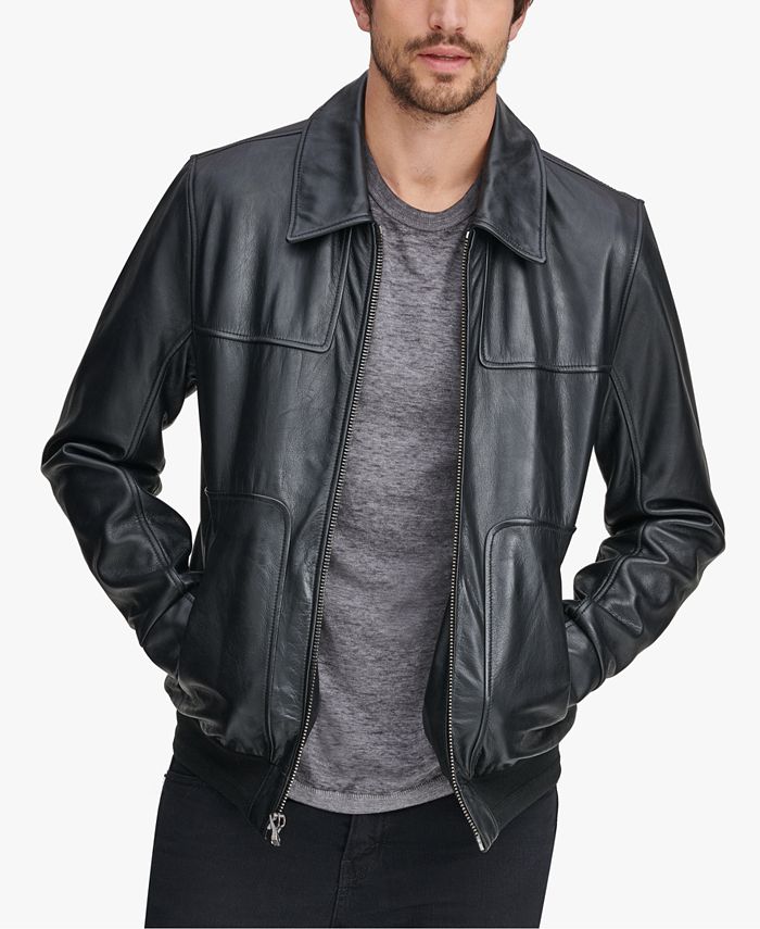 Marc New York Men's Shirt Collar Leather Jacket - Macy's