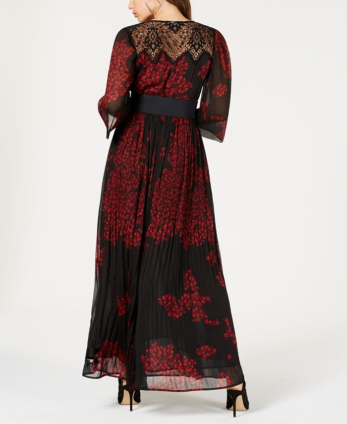 GUESS Carole Belted Pleated Floral Chiffon Maxi Dress Macy s