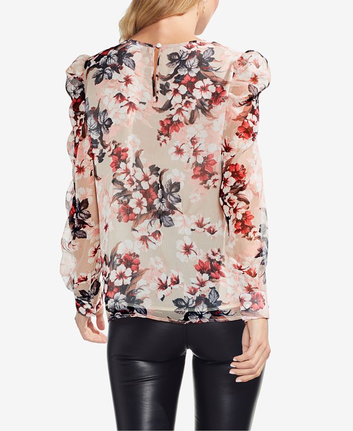 Vince Camuto Printed Puff-Shoulder Blouse - Macy's