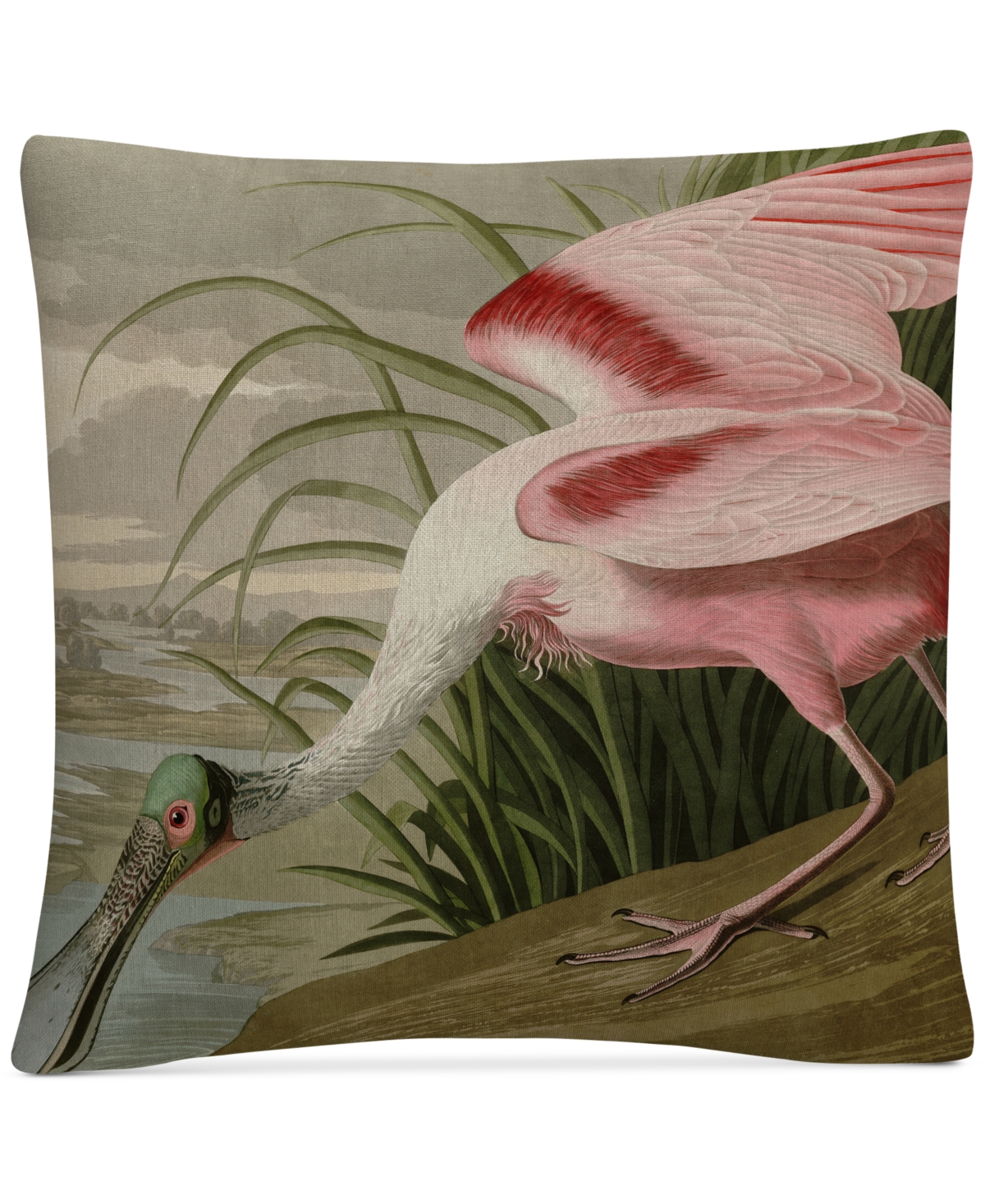 John James Audubon Roseate Spoonbill Decorative Pillow, 16 x 16