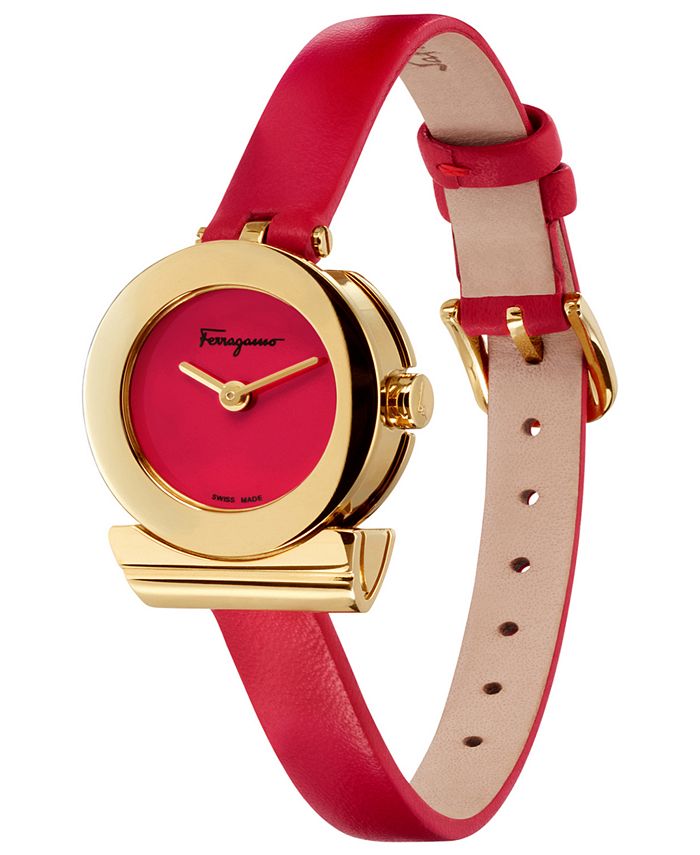 Ferragamo Women's Swiss Gancino Red Leather Strap Watch 22mm & Reviews