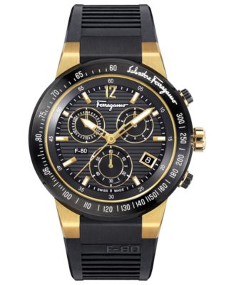 Salvatore Ferragamo - Men's Swiss Chronograph F-80 Black Caoutchouc Strap Watch 44mm