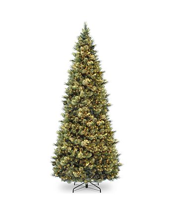 National Tree Company - National Tree 10' Carolina Pine Slim Wrapped Tree with  Flocked Cones &  Clear Lights