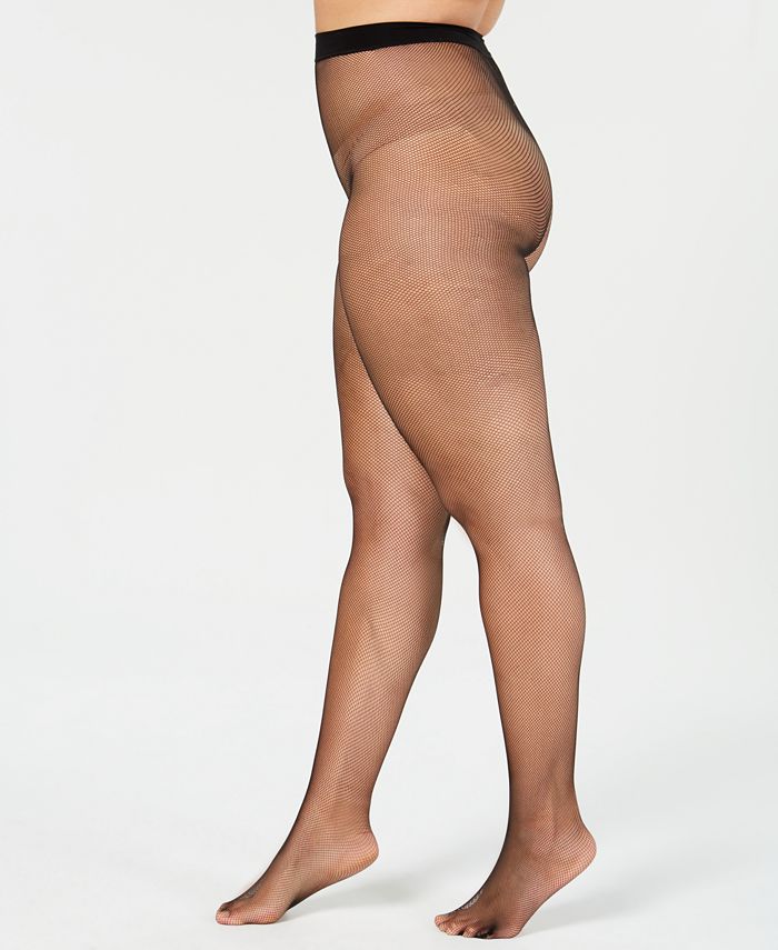 Hanes Curves Fishnet Tights Black 1X/2X Women's