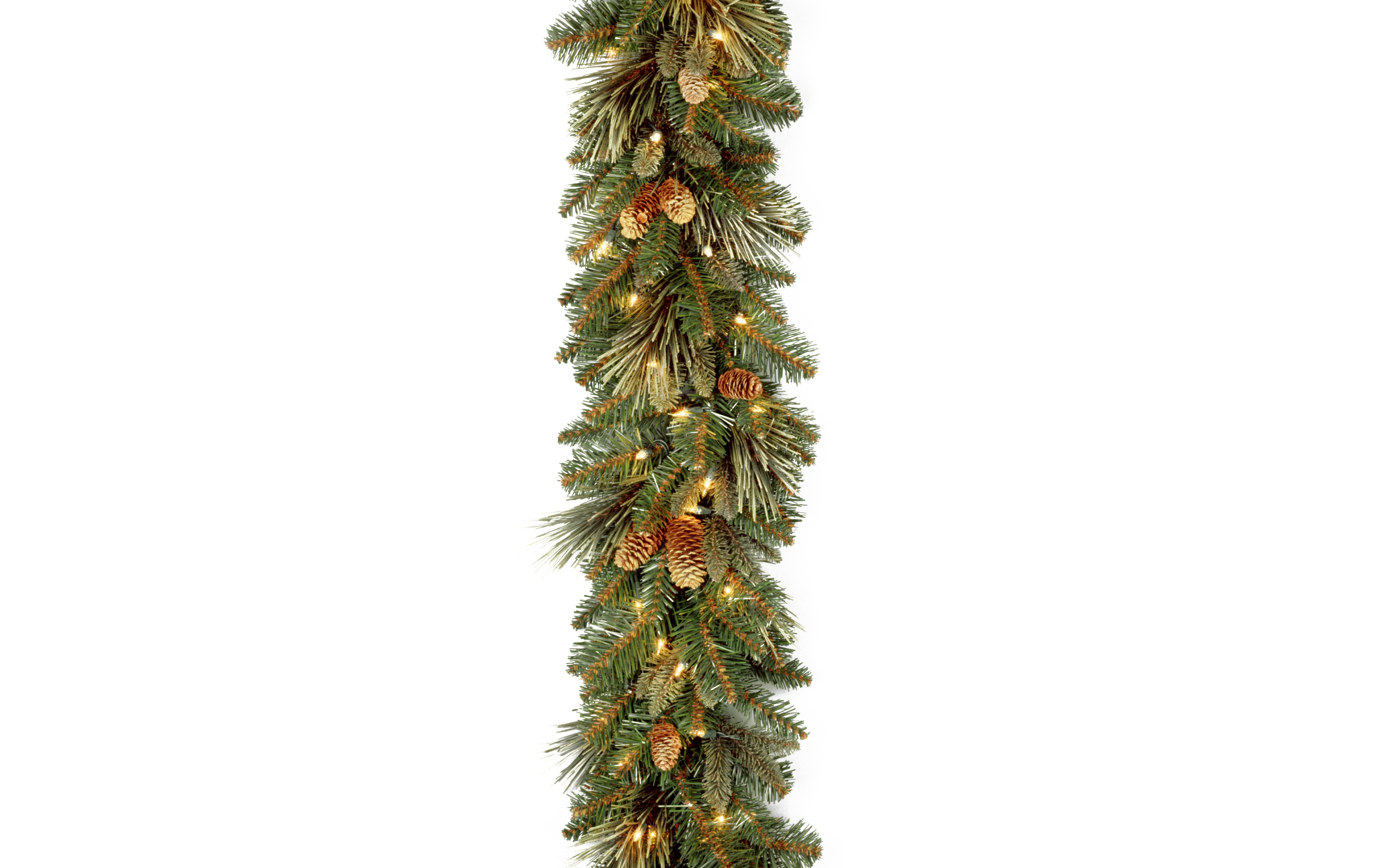 National Tree Company 9' x 10" Carolina Pine Garland with 27 Flocked Cones and 100 Clear Lights