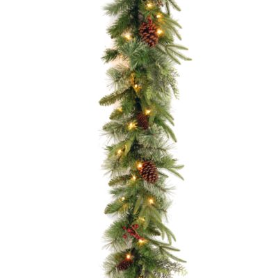 National Tree Company - National Tree 9'x10" "Feel Real" Colonial Garland with Berries, Cones and 50 Clear Lights