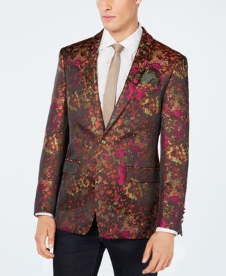 Tallia - Men's Slim-Fit Rust Abstract Sport Coat