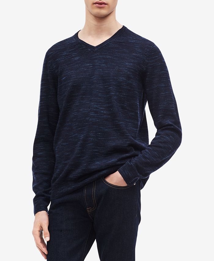 Calvin Klein Men's Space-Dyed V-Neck Sweater & Reviews - Sweaters - Men -  Macy's