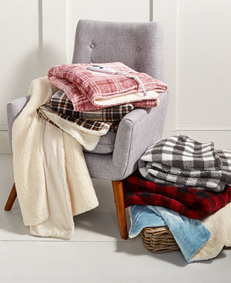 Biddeford Velour Sherpa Electric Heated Throw - Blankets & Throws - Bed & Bath - Macy&#39;s