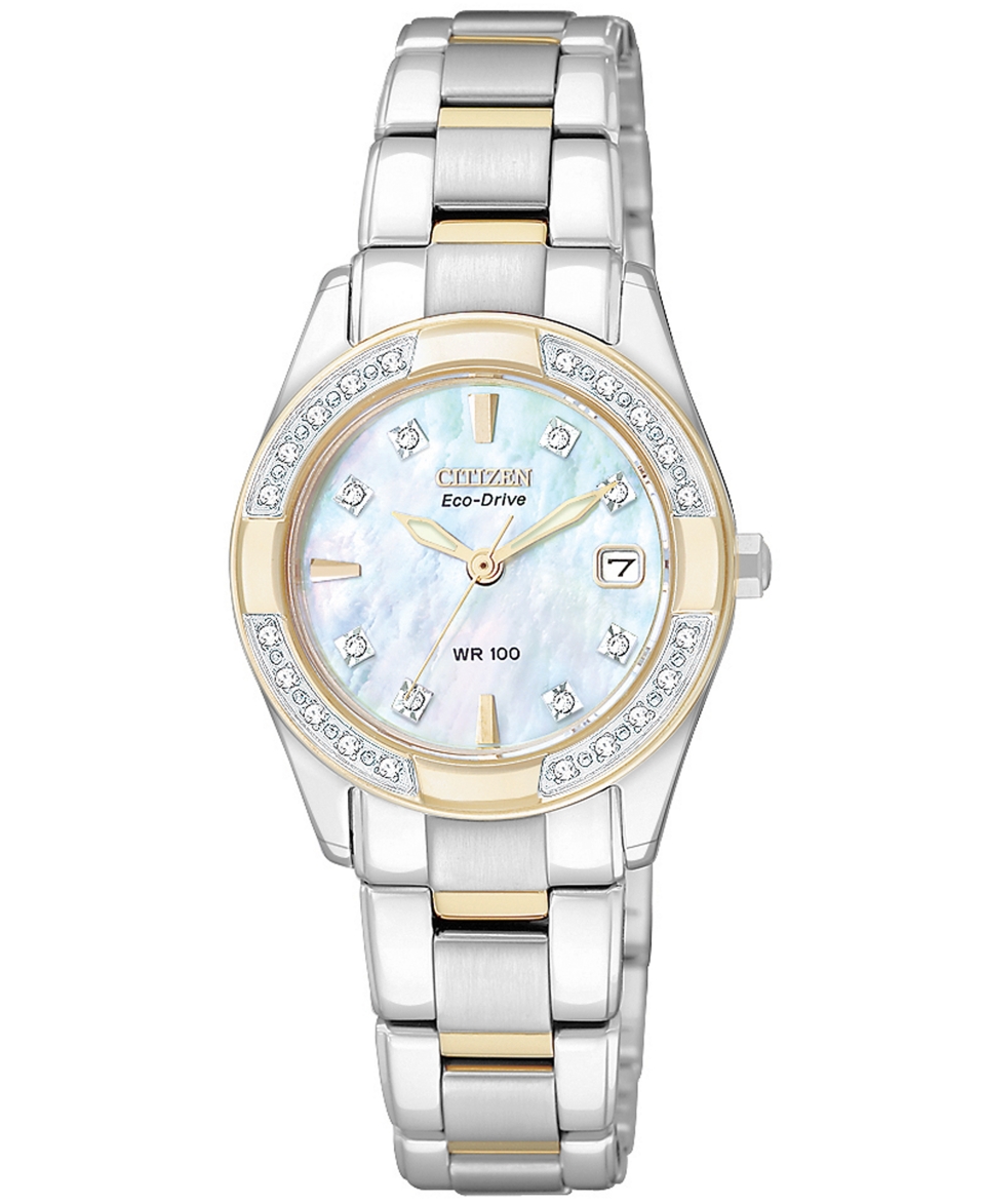 Citizen Womens Eco Drive Regent Diamond Accent Two Tone Stainless