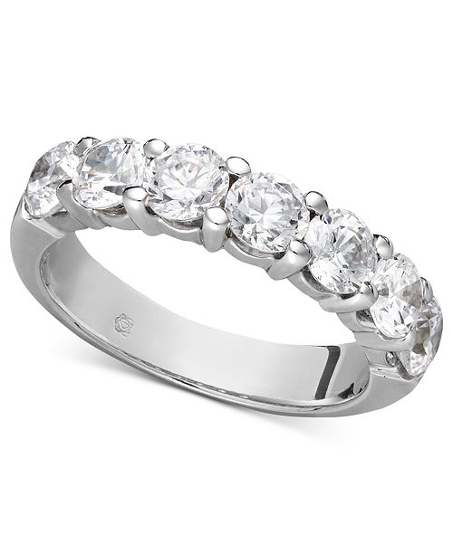 Macy S Certified Seven Diamond Station Band Ring In 14k White Gold 2 Ct T W Reviews Rings Jewelry Watches Macy S