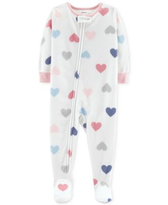 Carter's - Baby Girls Heart-Print Footed Pajamas