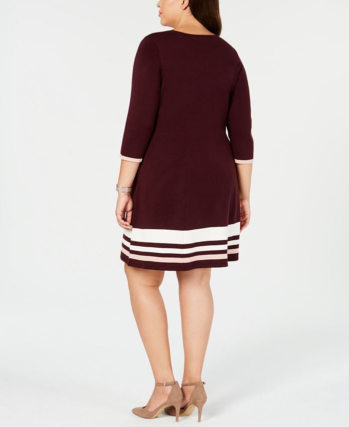 Jessica Howard Plus Size Striped Fit & Flare Sweater Dress Macy's