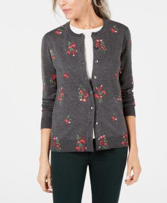 Karen Scott Floral-Print Cardigan Sweater - Sweaters - Women - Macy's