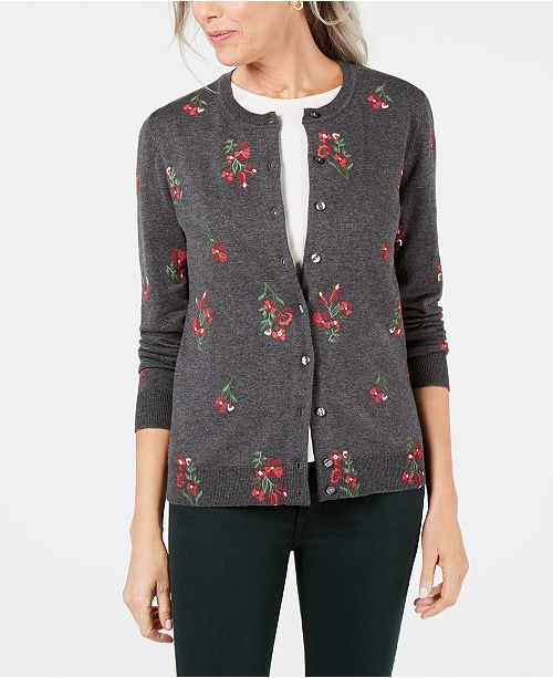 Karen Scott FloralPrint Cardigan Sweater Sweaters Women Macy's