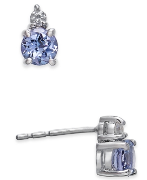 image of Tanzanite (1/2 ct. t.w.) & Diamond Accent Stud Earrings in 14k White Gold