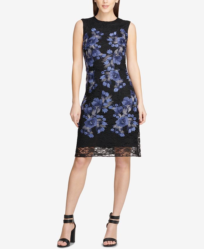 DKNY Embroidered Lace Floral Sheath Dress, Created for Macy's - Macy's