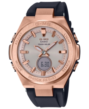 image of G-ms Ladies Black and Rose Gold-Tone Ana-Digi Watch