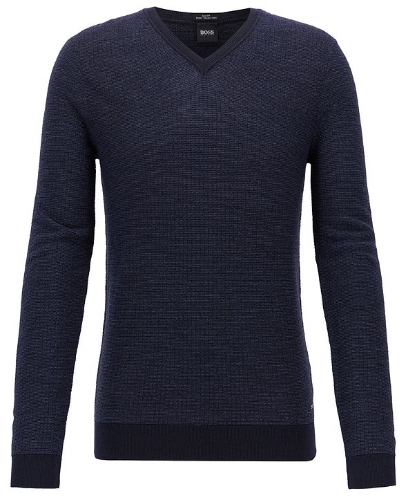 Hugo Boss BOSS Men's Slim-Fit Merino Wool Sweater & Reviews - Sweaters ...