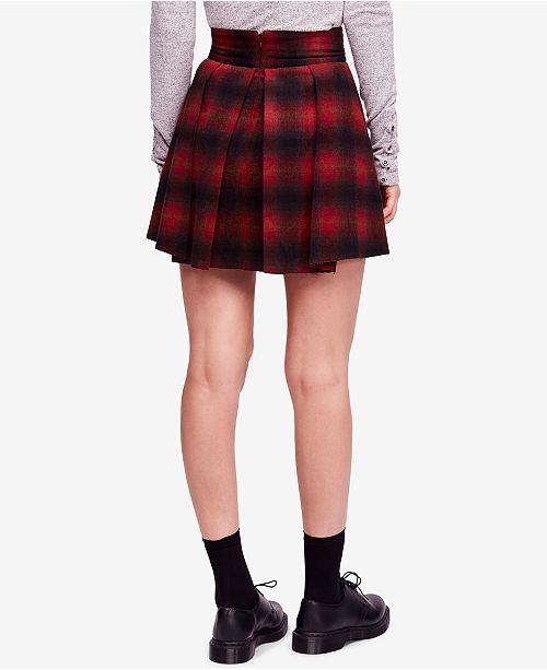 Free People High-Waist Pleated Plaid Mini Skirt - Skirts - Women - Macy's