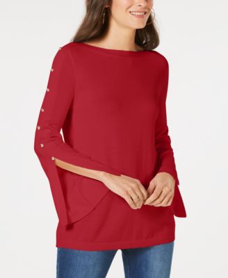 Michael Kors - Button-Trim Split-Sleeve Sweater