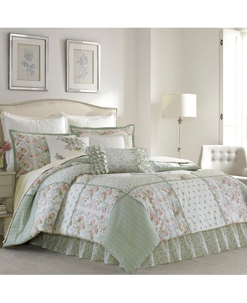 green comforter set with curtains