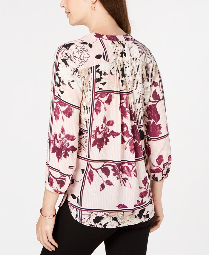 JM Collection Printed Pleat-Back Top, Created for Macy's - Macy's