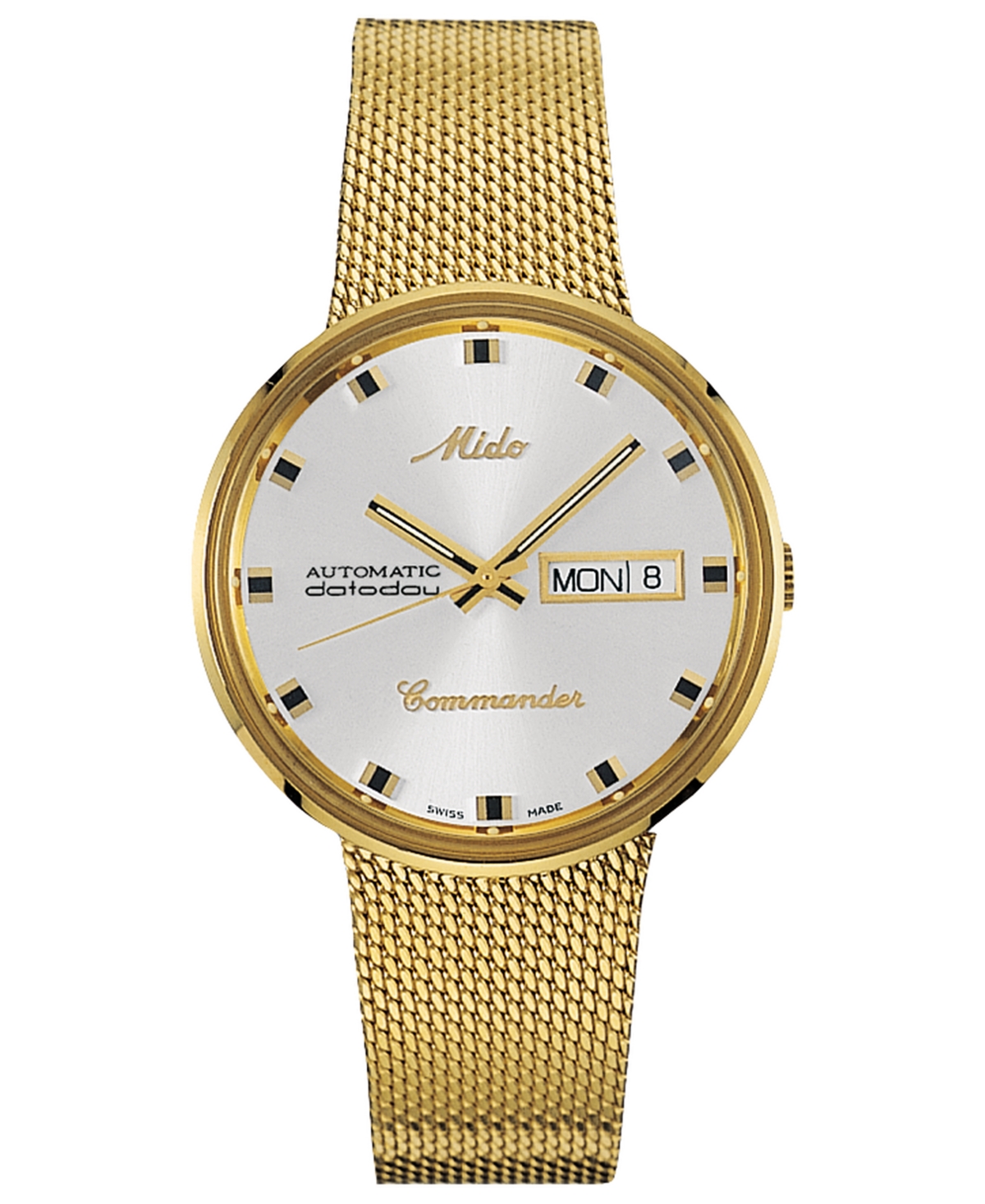 Shop Mido Men's Swiss Automatic Commander Gold-tone Pvd Stainless Steel Mesh Bracelet Watch 37mm