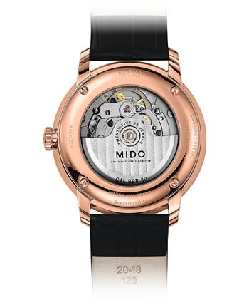 Mido - Men's Swiss Automatic Baroncelli III Black Leather Strap Watch 40mm