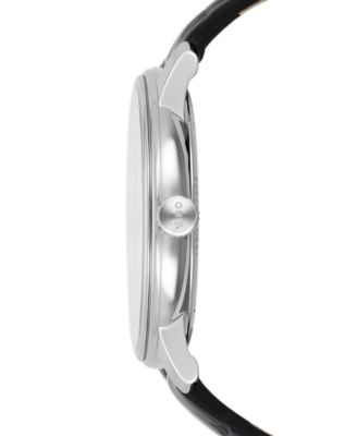 Men's Swiss Automatic Baroncelli III Heritage Black Leather Strap Watch 39mm