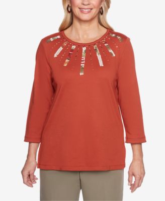 Alfred Dunner - Autumn In New York Embellished Appliqu&eacute; Top
