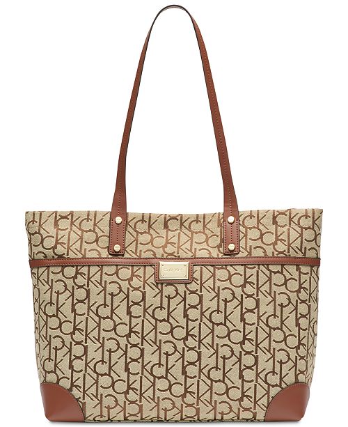 Calvin Klein Teodora Jacquard Signature Tote & Reviews - Handbags & Accessories - Macy&#39;s