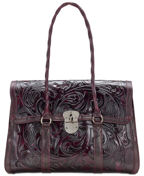 Patricia Nash Floral Vienna Tooled Leather Satchel - Handbags ...
