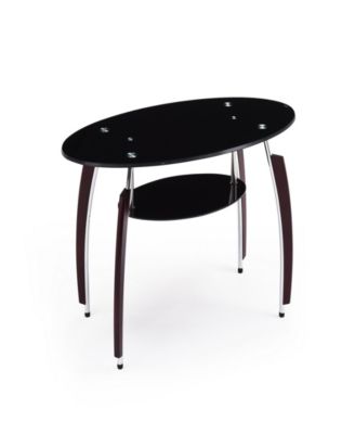 Hodedah - Tempered Oval Glass Coffee Table in Black