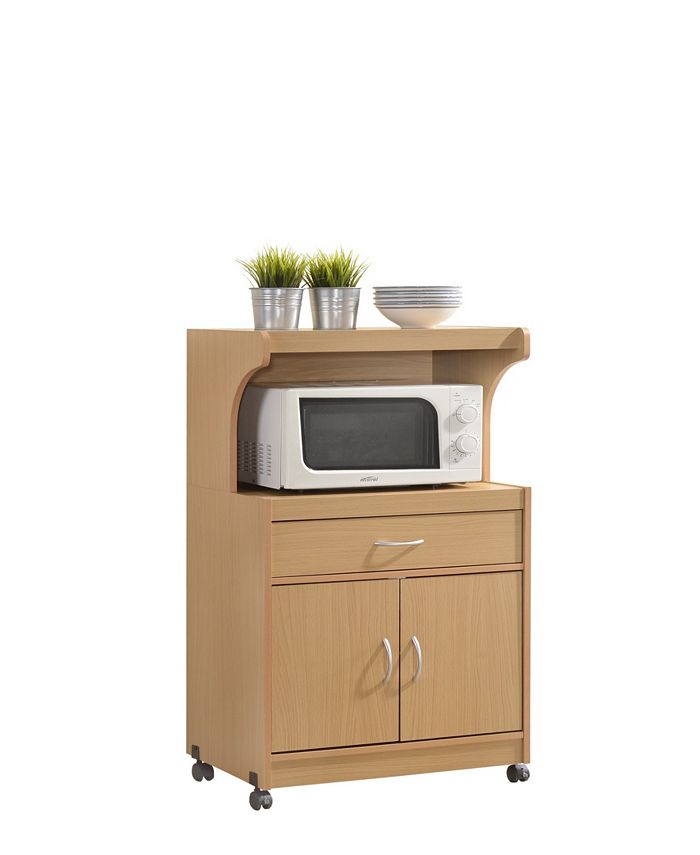 Hodedah Microwave Kitchen Cart in Beech Macy's
