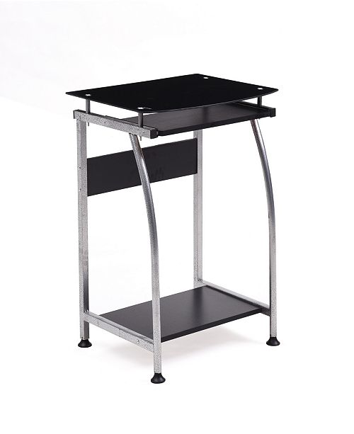 Tempered Glass Top Laptop Desk With Pull Out Keyboard Tray