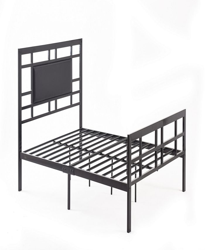 Hodedah Complete Metal TwinSize Bed with Headboard, Footboard, Slats