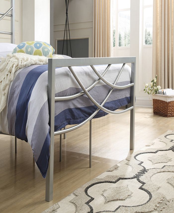 Hodedah Complete Metal TwinSize Bed with Headboard, Footboard, Slats