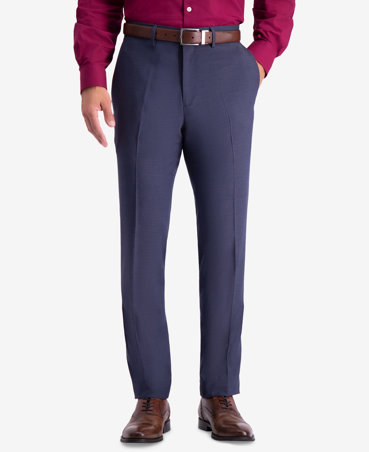 Men's Slim-Fit Stretch Premium Textured Weave Dress Pants - Black