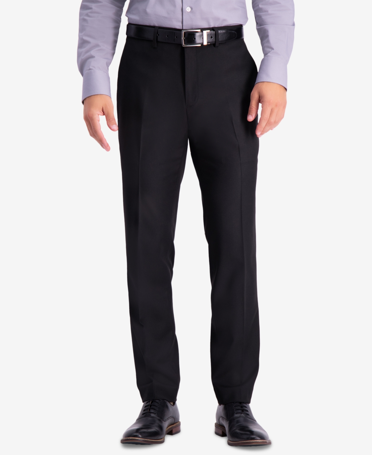 Men's Slim-Fit Stretch Premium Textured Weave Dress Pants - Black