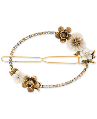 lonna & lilly Gold-Tone Crystal & Imitation Pearl Flower Hair Barrette ...