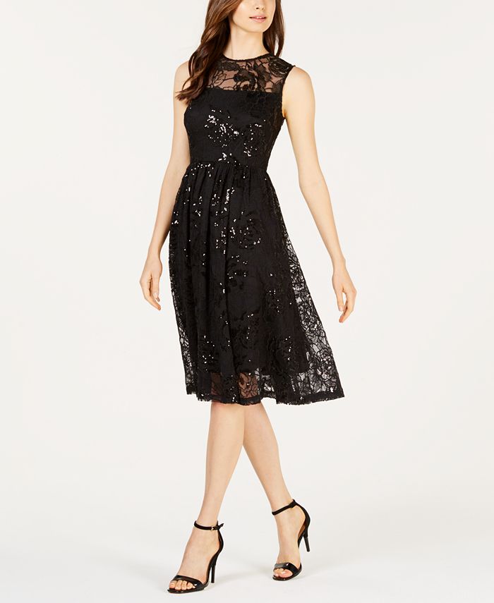 Calvin klein illusion sales fit and flare dress