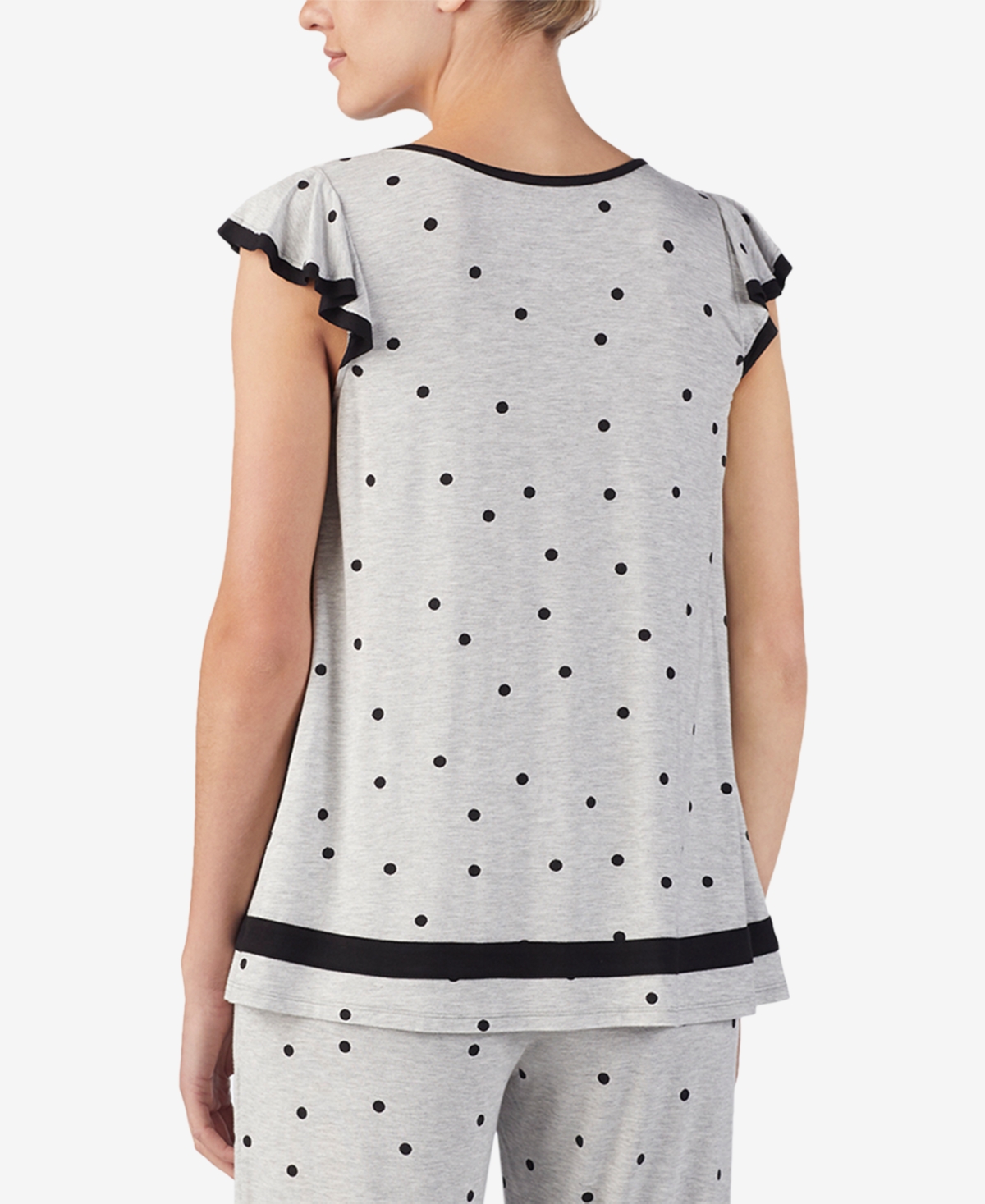 Ellen Tracy Yours To Love Short Sleeve Top In Grey Dots